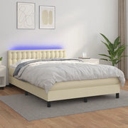 Giroletto a Molle con Materasso e LED Crema 140x190 cm 3134221