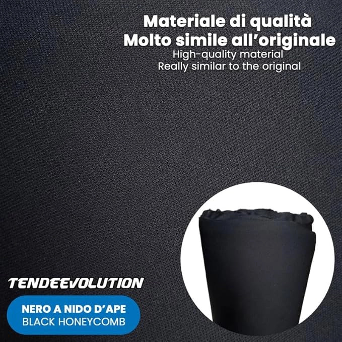 Kit Riparazione Tessuto Cielo Auto - Nido D'ape Nero Con 1 Colla a Pennello - Misura 1,50 x 3 m - Adatto anche per Pannelli Portiere e Pantoni