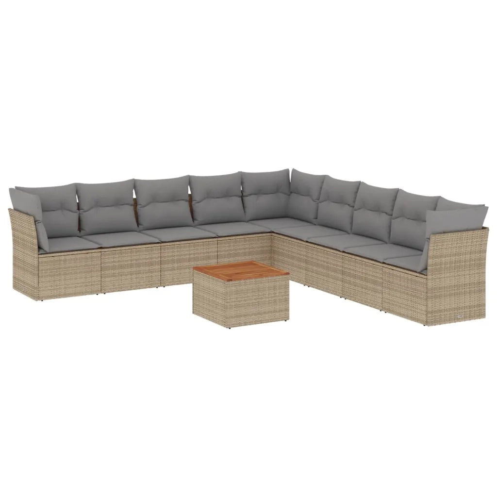 Set Divano da Giardino 10 pz con Cuscini Beige Misto Polyrattan 3256024