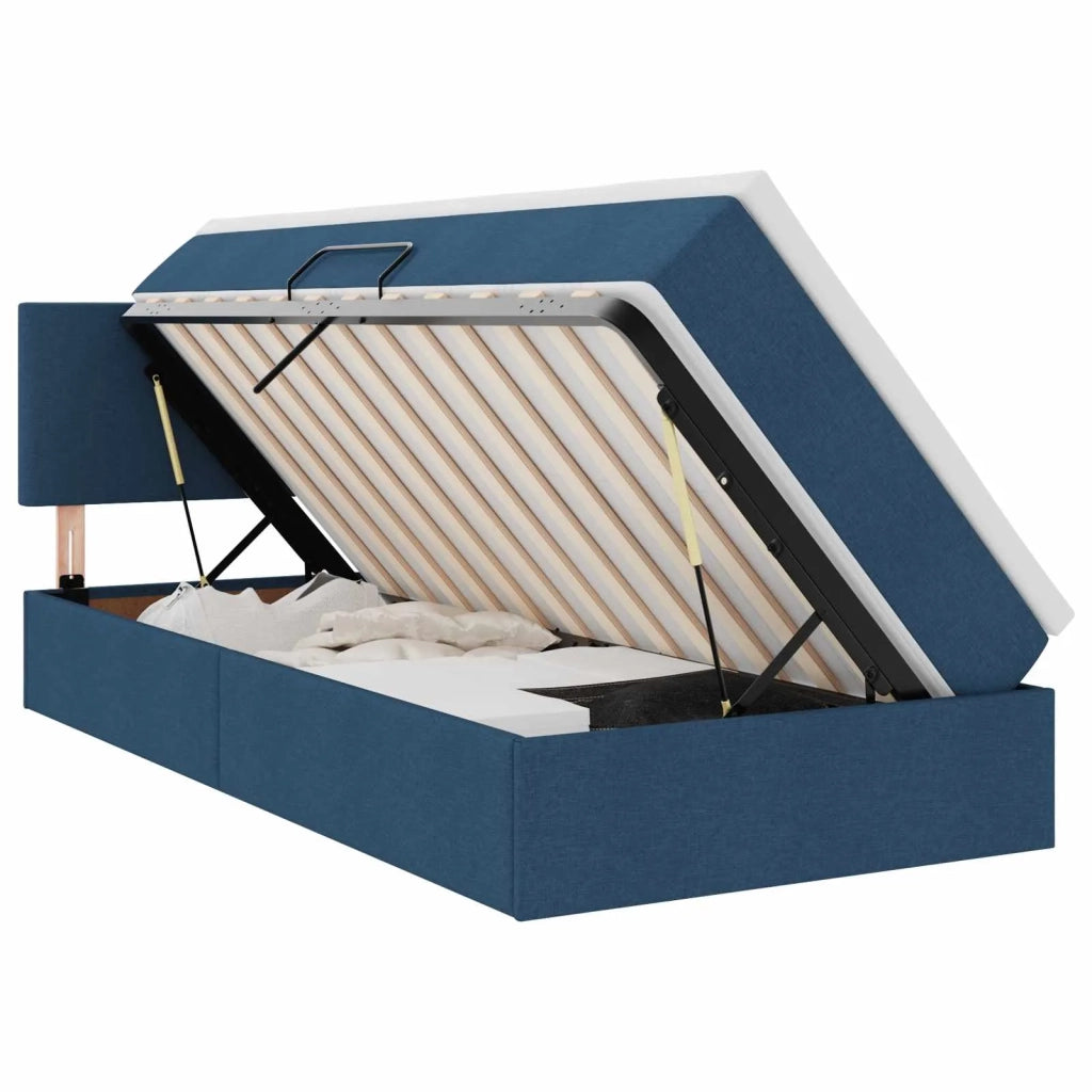 Letto con contenitore e LED con led Blu 90 x 200 cm Tessuto 3371060