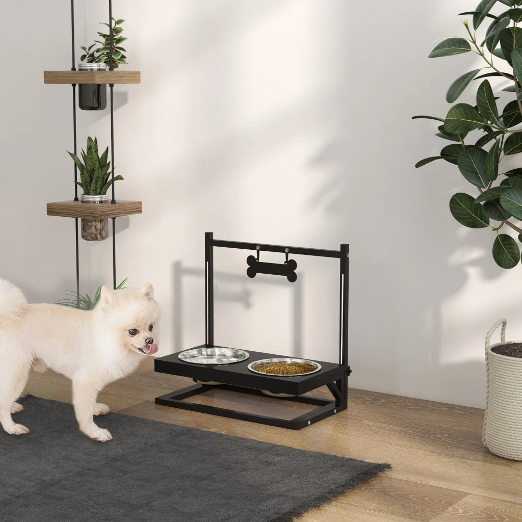 Portaciotole per Cani Rialzato ¨C Minimal ¨C Nero, Acciaio