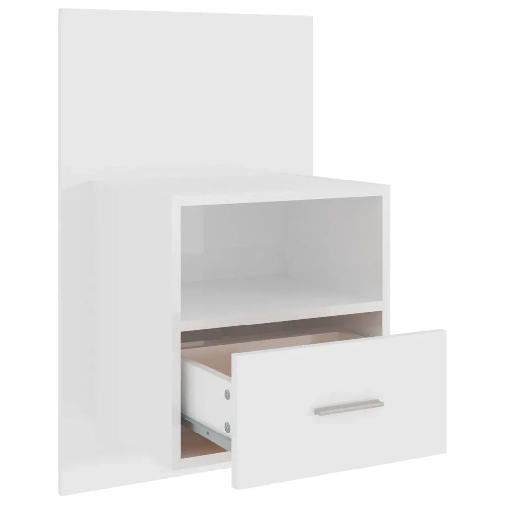 Comodino a Muro Bianco Lucido 811019