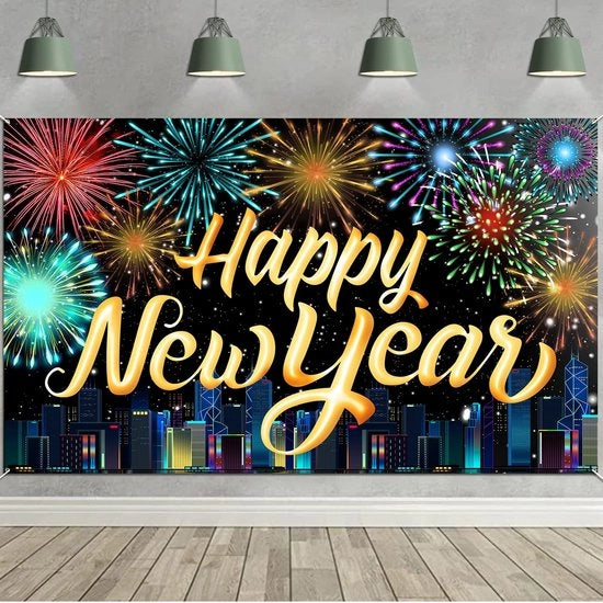 Decorazione per l'Anno Nuovo - Banderola Extra Grande - Multicolore - Buon Anno - Ideale per Feste e Celebrazioni