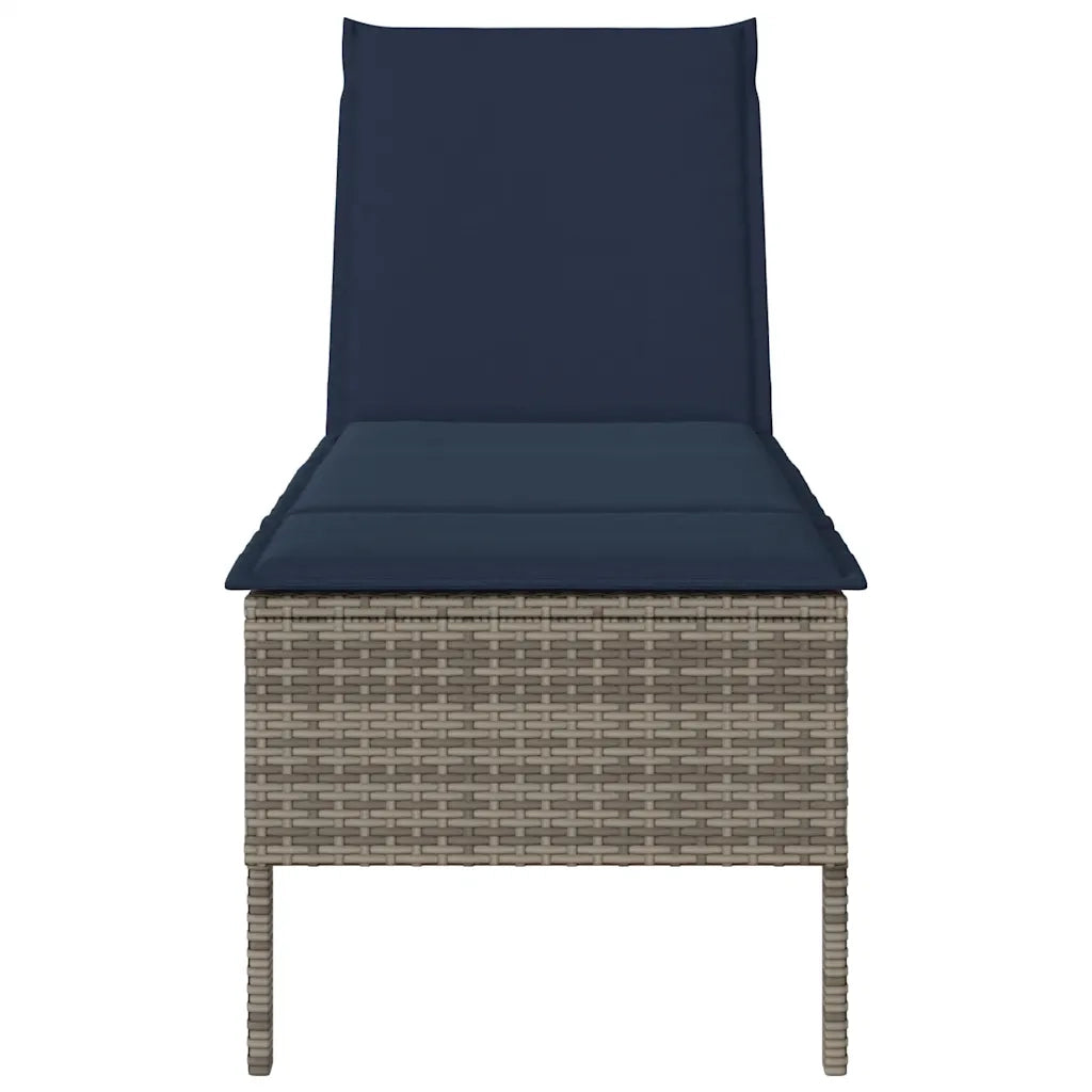 Lettino Prendisole con Cuscino Grigio 55x200x44cm in Polyrattan 4104106
