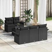 Set di divani con cuscino 6 pcs Nero polyrattan 3345243