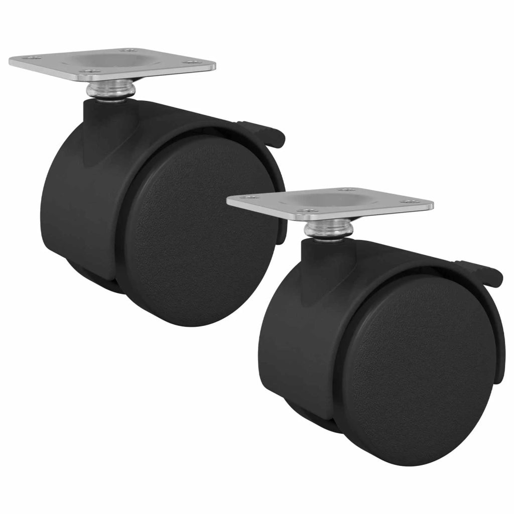 Ruota 2 pcs Nero 39,5 x 39,5 x 37,8 mm Acciaio e polipropilene 864772