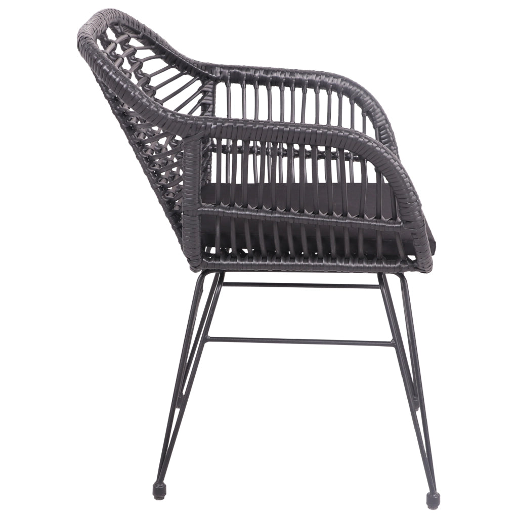 Set di 2 poltrone in rattan sintetico nero con cuscini CINTA