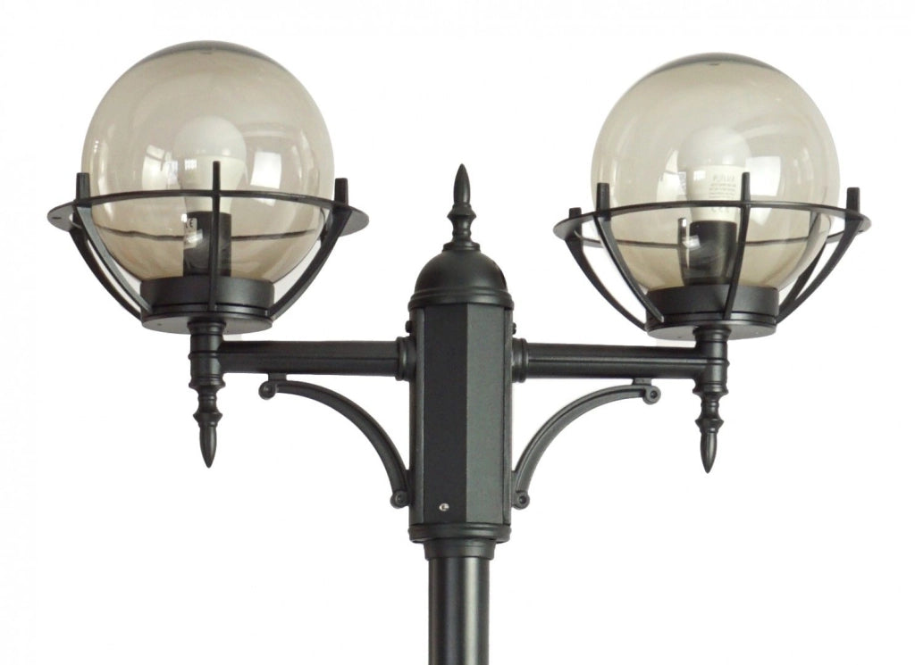 SU-MA Lanterna giardino 280cm 2 sfere nere E27 IP43