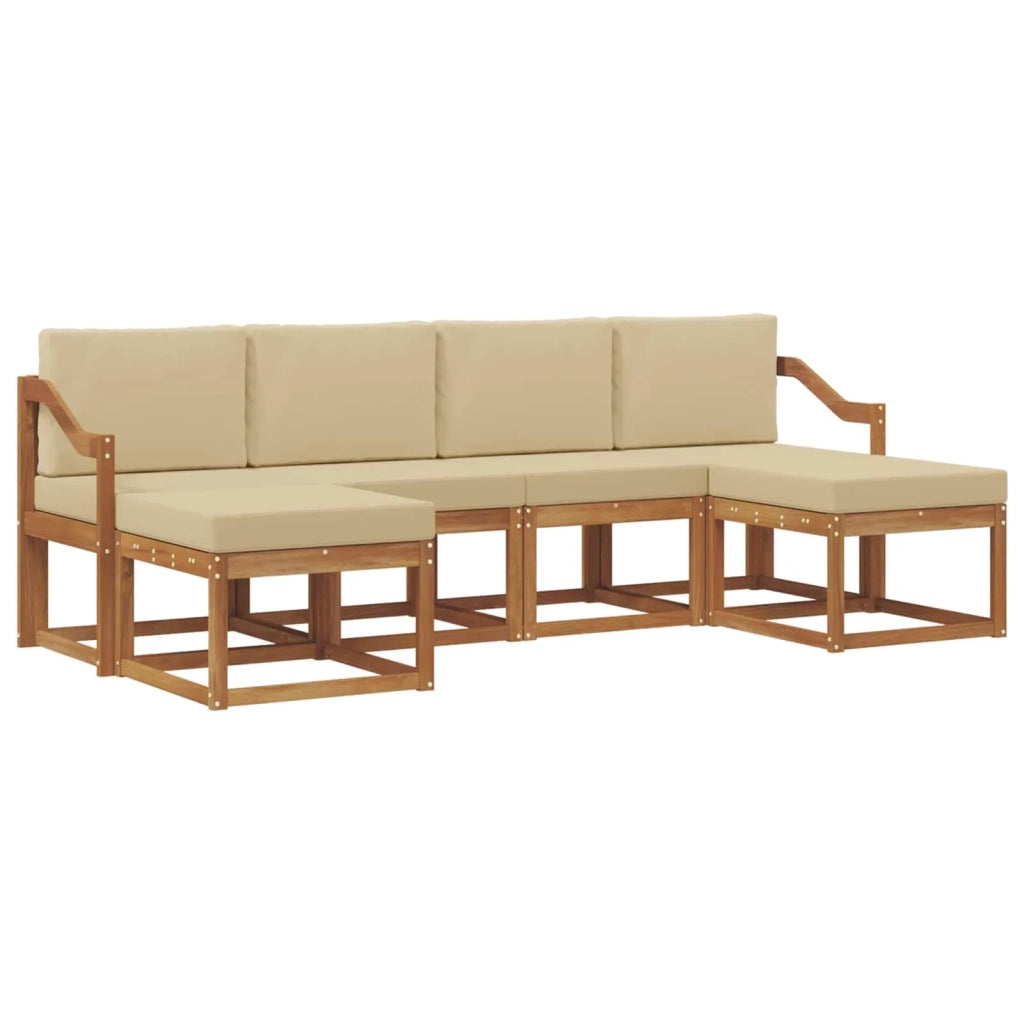 Set di divani da esterno con cuscino 6 pcs Naturale e Beige 3366796