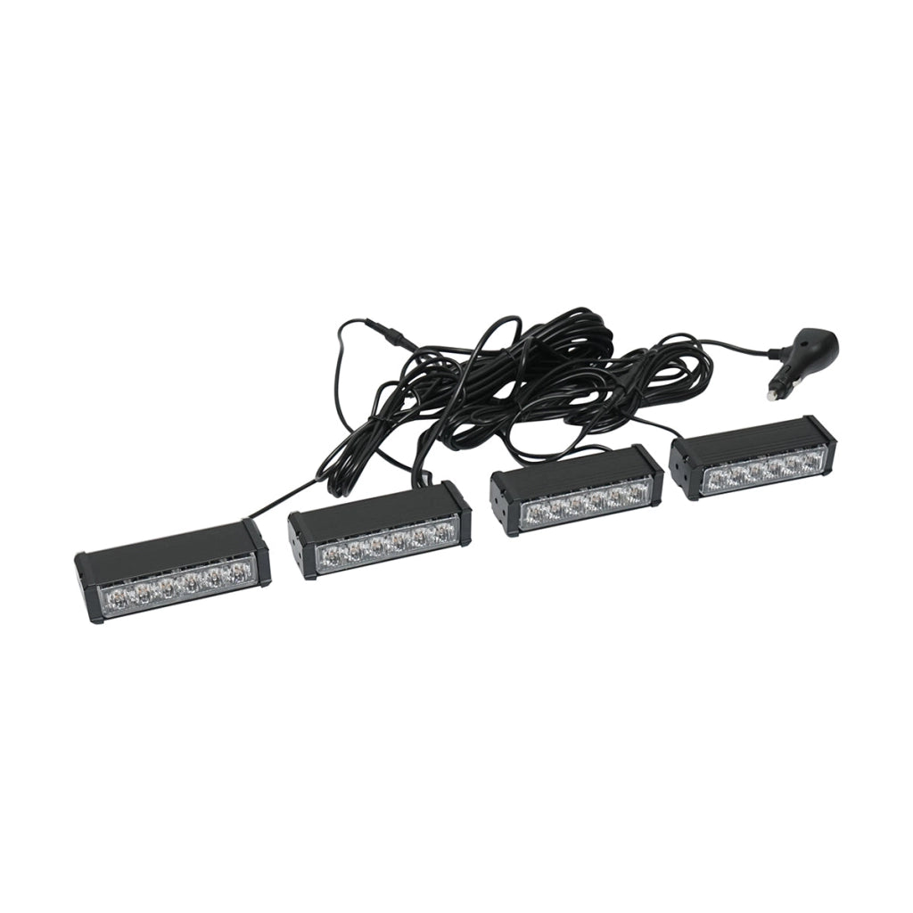 Set di 4 luci stroboscopiche con 6 LED, luce gialla 12V Breckner Germany
