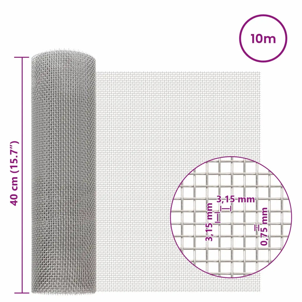 Rete per schermatura 40 x 1000 cm 6 Mesh Argento 42039649