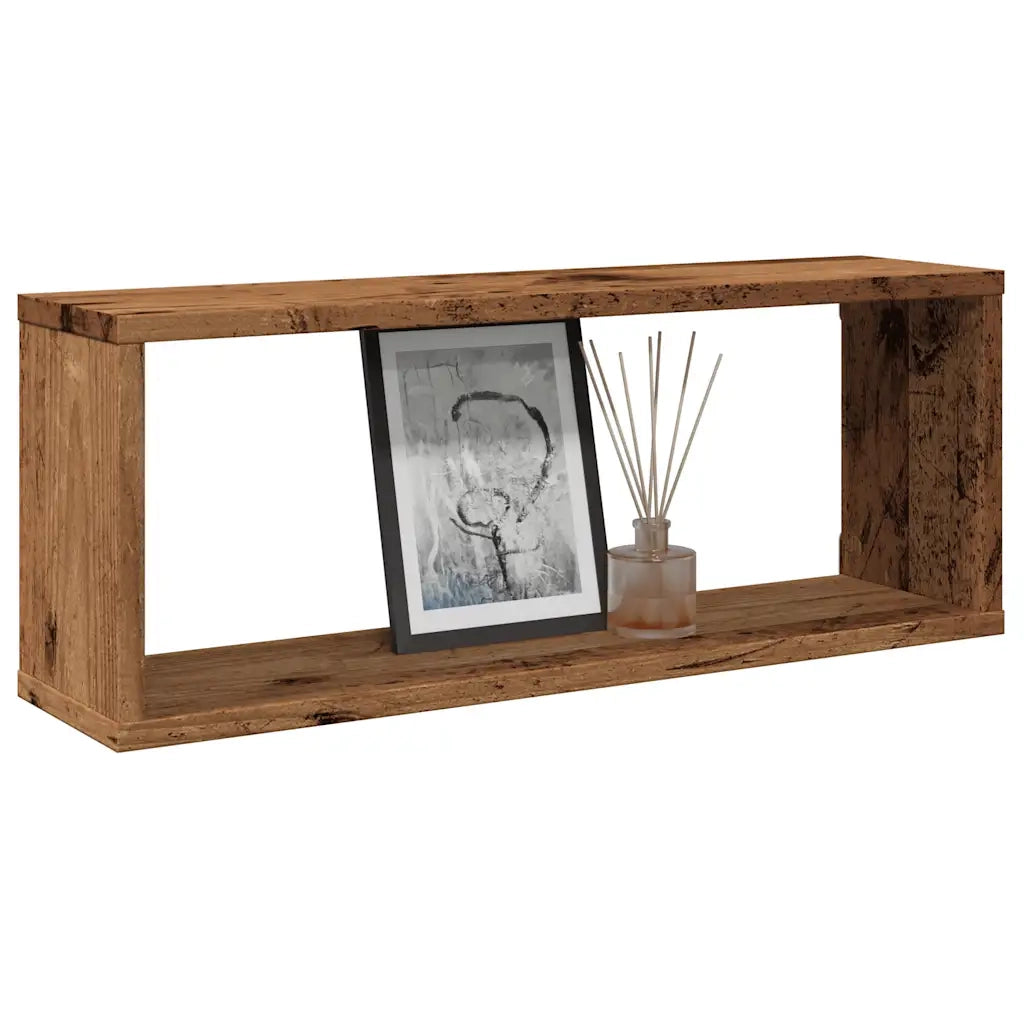 6 pz Mensole a Cubo Muro | Mensola a parete Legno Antico 60x15x23 cm in Truciolato
