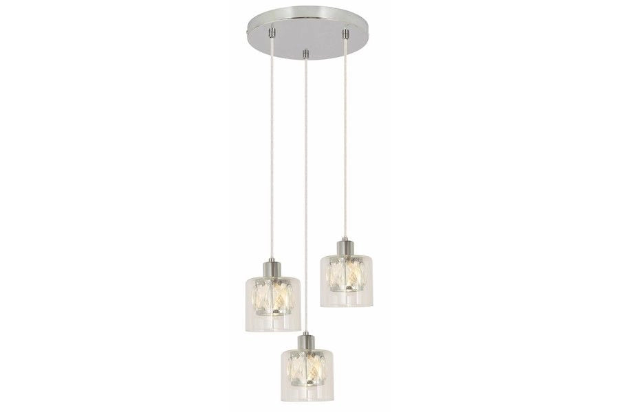 Lampada sospensione Elmo cromo 3 vetri E14 40W Reality