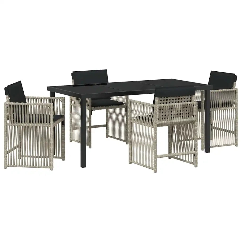 Set da Pranzo per Giardino 5 pcs Grigio chiaro polyrattan