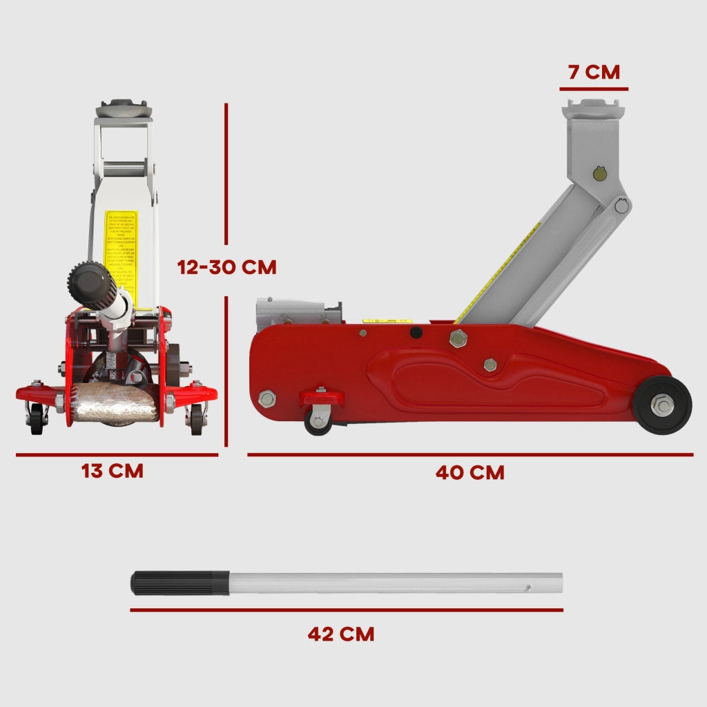 Martinetto Idraulico per Auto 2 Tonnellate ¨C zephmum ¨C Rosso Giallo 120-300mm