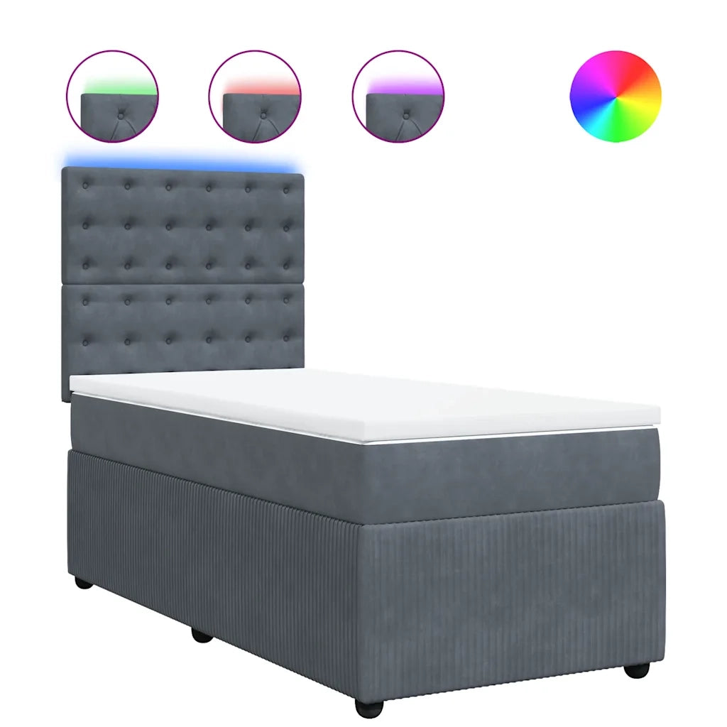 Giroletto a Molle con Materasso Grigio Scuro 80x200 cm Velluto