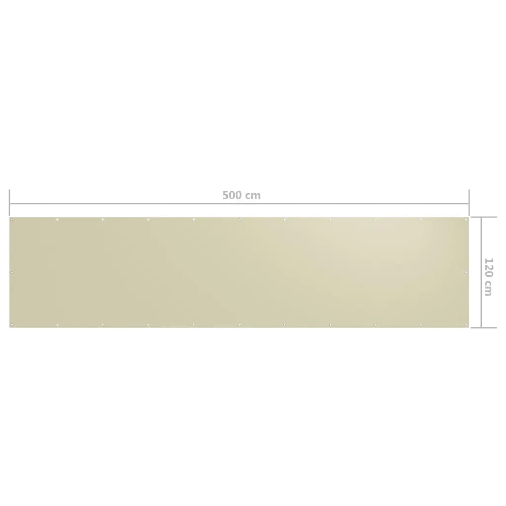 Paravento da Balcone-Pannello per balcone Crema 120x500 cm Tessuto Oxford