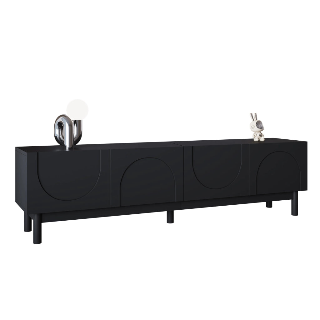 Lowboard nero in MDF e truciolare lungo 169 cm