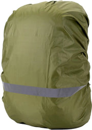 Ombrello per zaini, impermeabile all'acqua e al vento, strisce riflettenti, protezione zaino, ombrello, 1 pezzo, copertura riflettente, Adatto per Escursioni all'aperto, Ciclismo, Alpinismo, Campeggio - Verde militare (M, 26-40L)