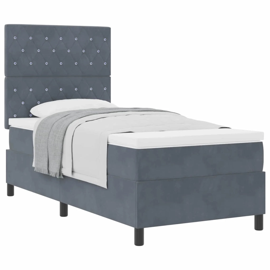 Letto a molle con materasso Grigio scuro 90 x 190 cm Velluto 3339735