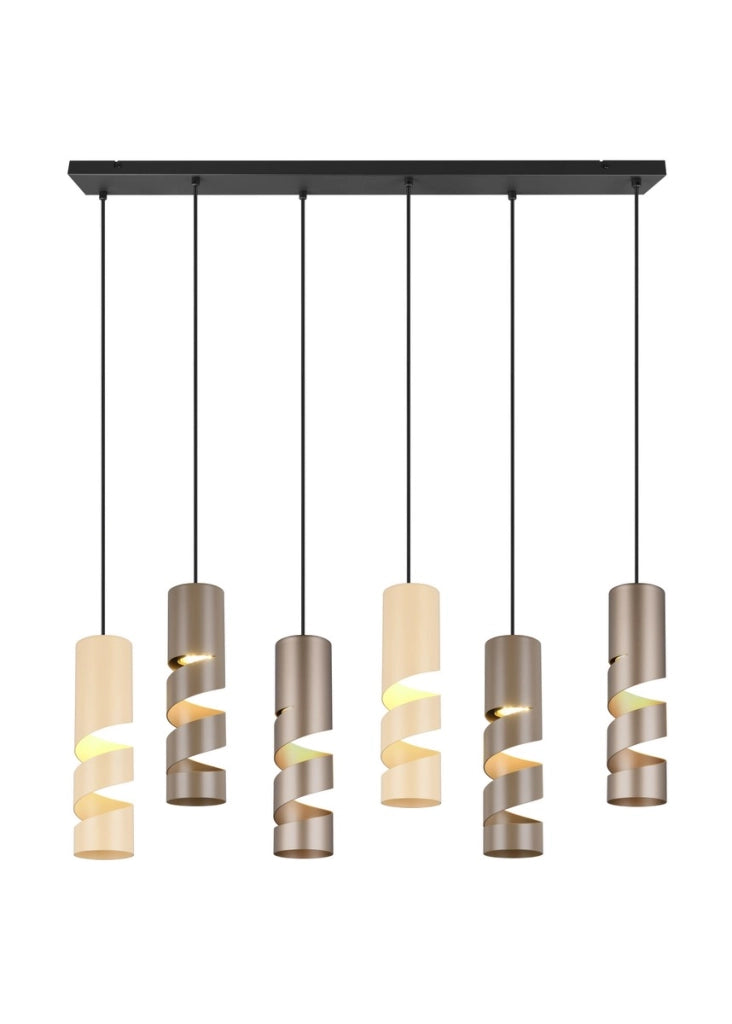Lampada a sospensione Stream Trio, 6xGU10 spirale caffè