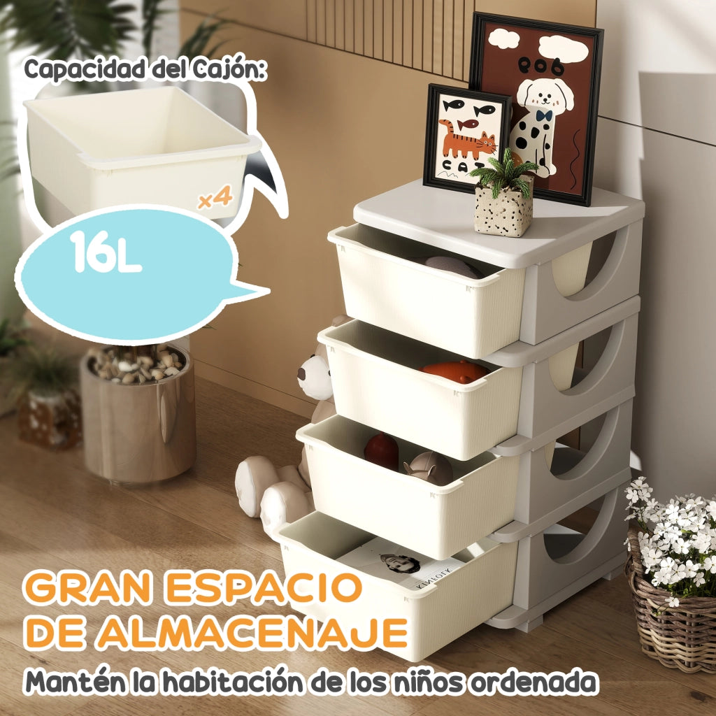 Mobile Bambini 4 Cassetti ¨C Xylo ¨C Crema 37x37x76 cm