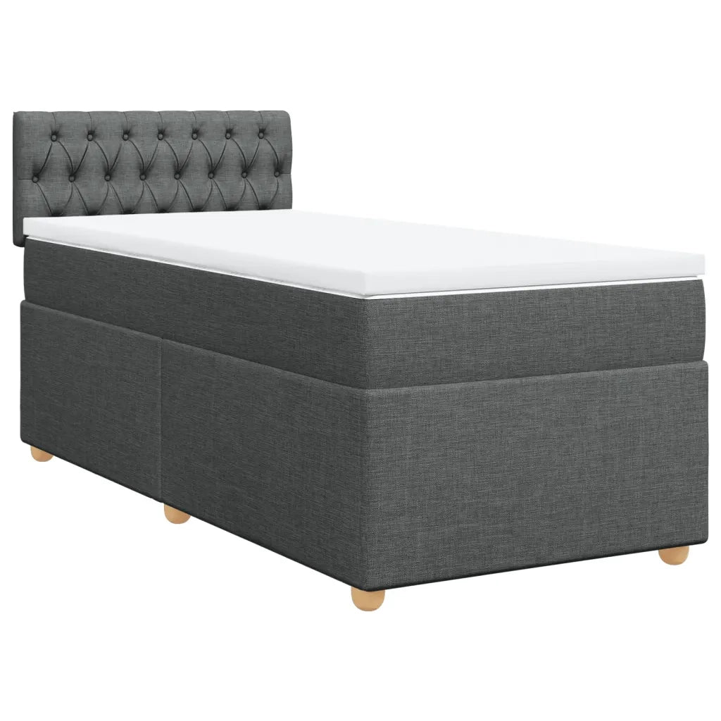 Giroletto a Molle con Materasso Grigio Scuro 90x200 cm Tessuto