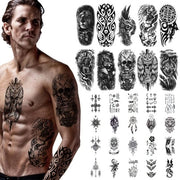 Tatuaggi temporanei 30 pezzi - idonei per il corpo - acqua resistente - 3D realistici - adesivi per tatuaggi per uomo/donna - facile da applicare