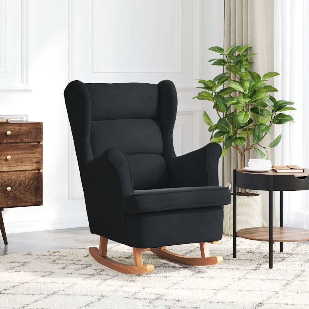 Sedia a dondolo con schienale alto in velluto nero 329369