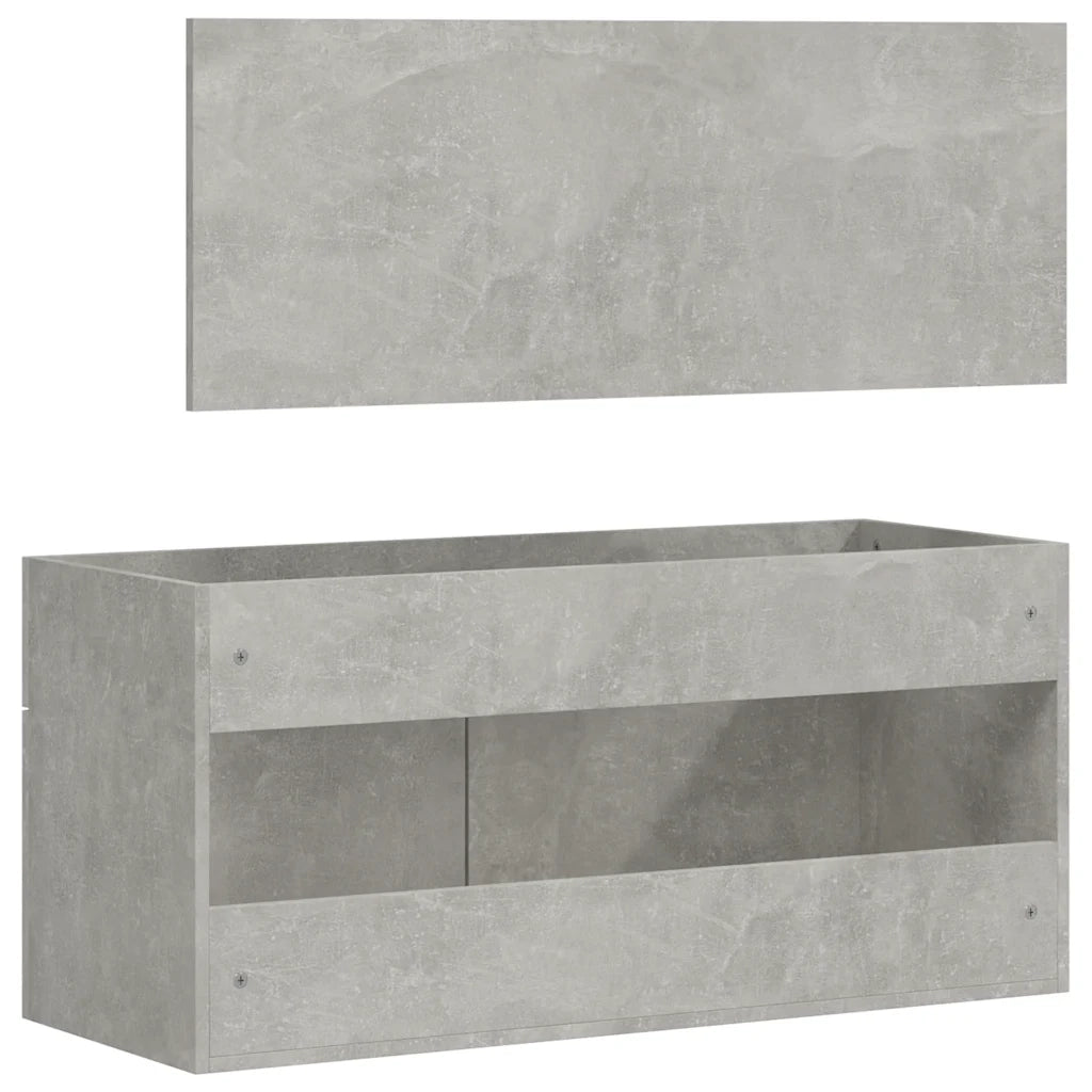 Mobile da Bagno | Armadio da bagno con Specchio Grigio Cemento Legno Multistrato