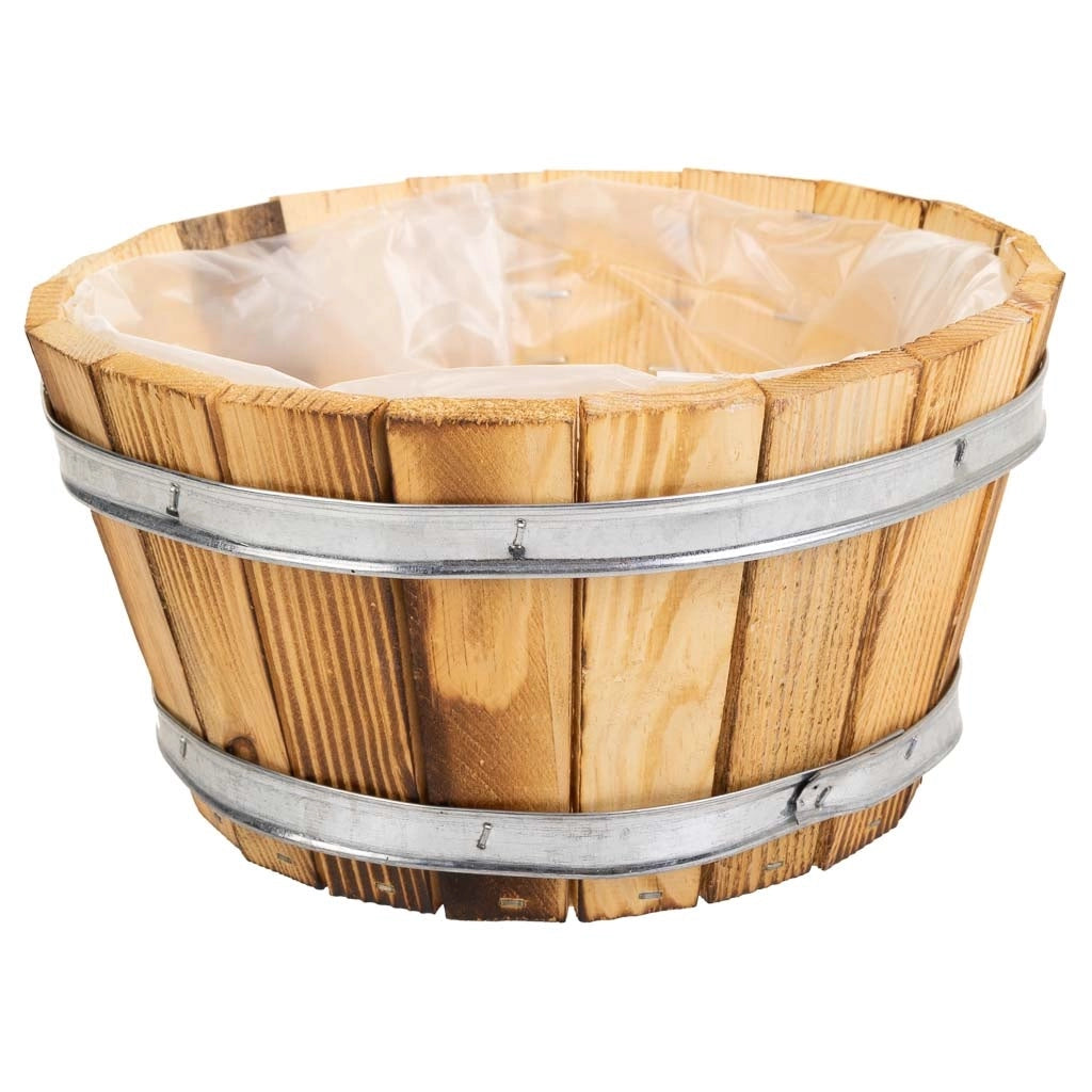 Cesto in legno e corda marrone d22x12h