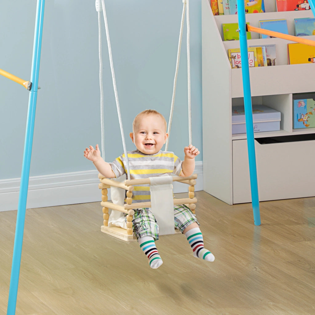 Altalena per Bambini in Legno e Cotone con Cuscino ¨C Minimal ¨C 30x30x110-180 cm