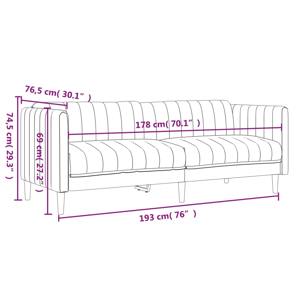 Divano a 3 Posti-Sofa 3 Posti Marrone Scuro in Tessuto
