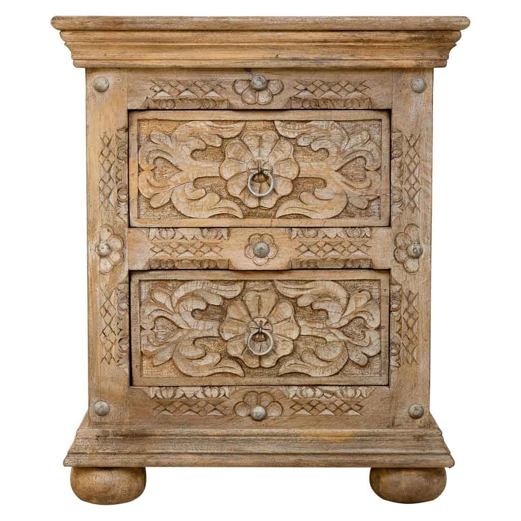 Comodino in legno artigianale marrone 50x40x60.