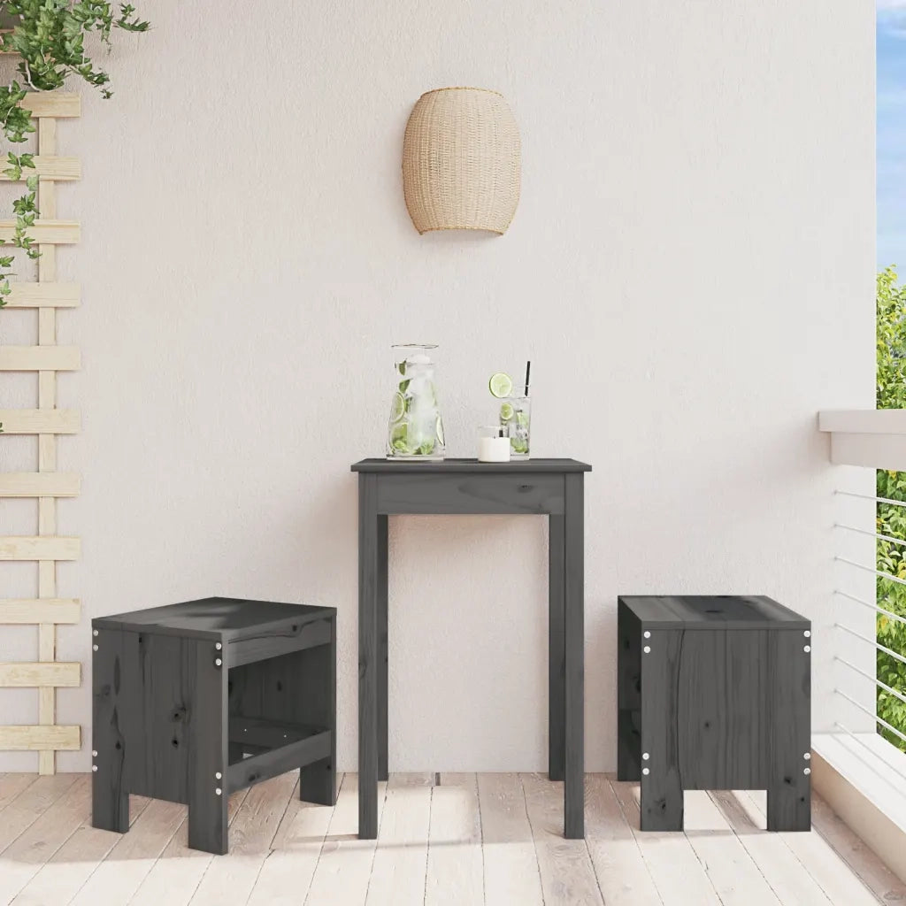 Sgabelli da Giardino 2 pz Grigi 40x36x45cm Legno Massello Pino CFW5405481