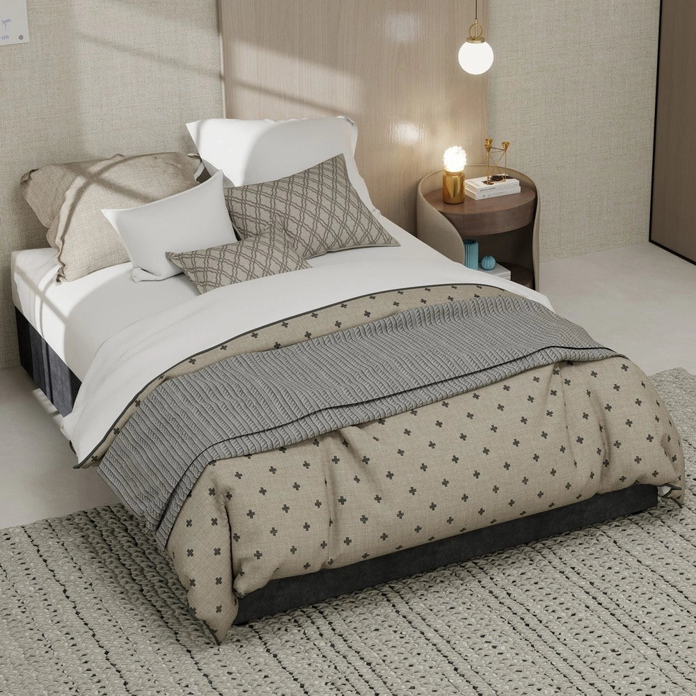 Letto Contenitore Imbottito ¨C MINIMAL ¨C Velluto Grigio 140x200 cm