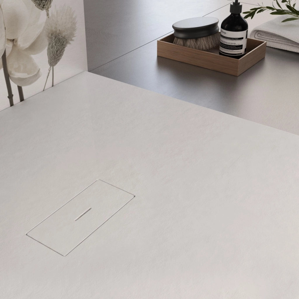 Piatto doccia in marmoresina bianco effetto pietra cemento maka, misura 100x180