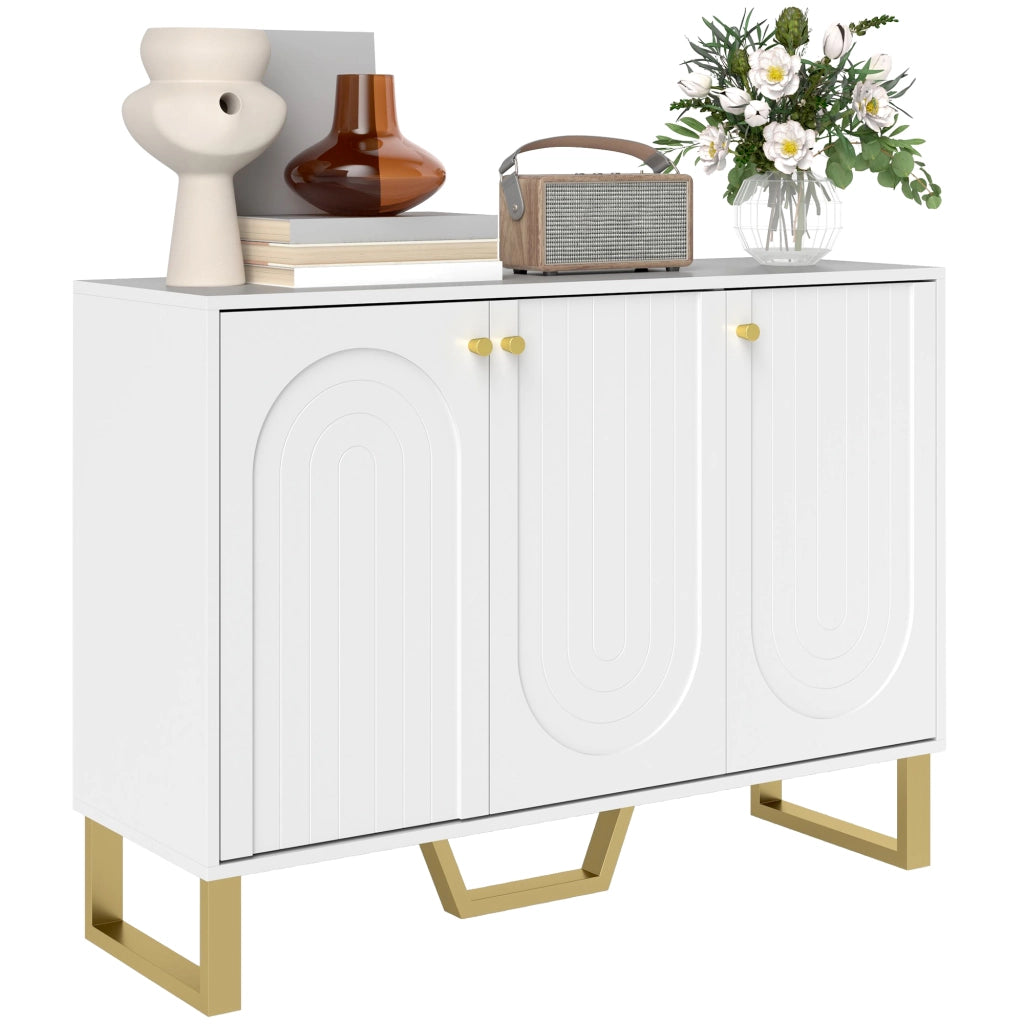 Buffet per soggiorno con ante e ripiano regolabile ¨C zephmum ¨C 106.5x35x77.5 cm, bianco