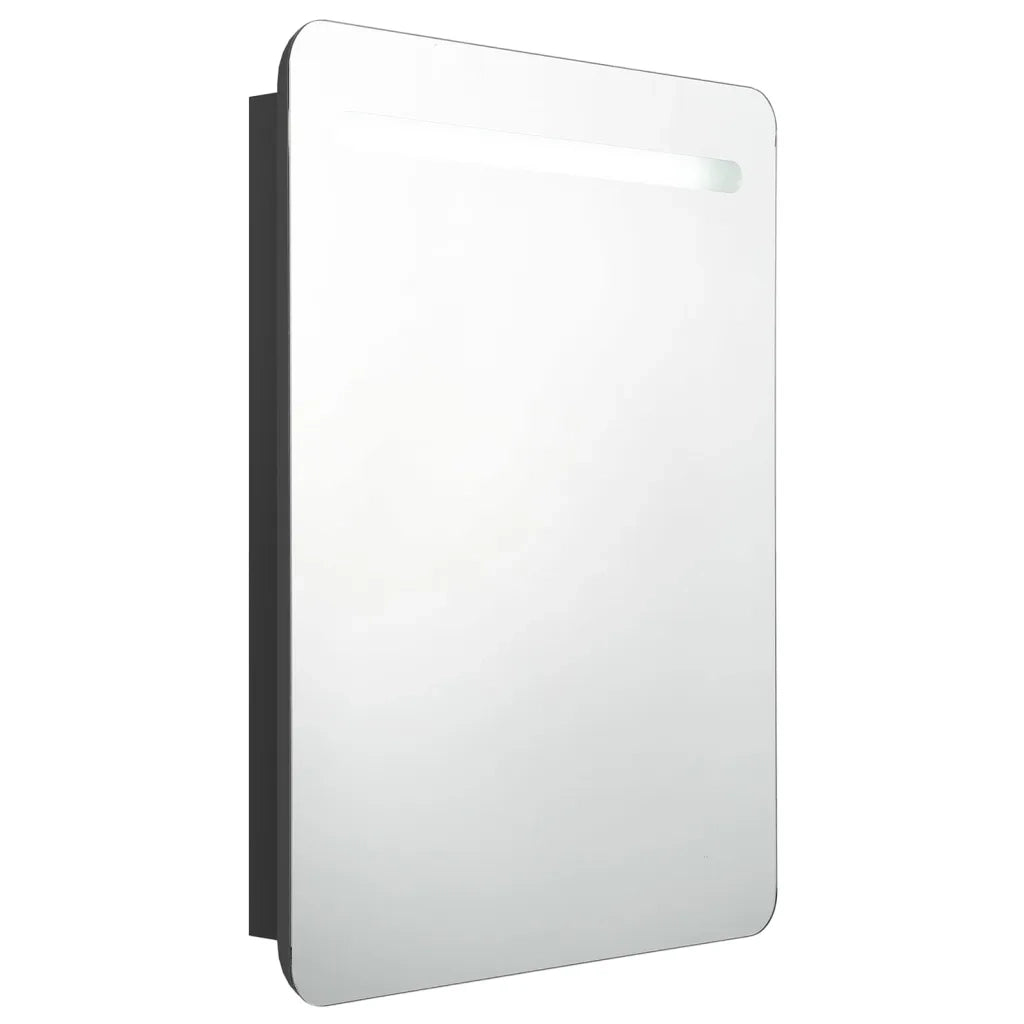 Armadietto a Specchio-Mobiletto a specchio con LED Nero 60x11x80 cm in MDF