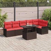 Set Divano da Giardino con cuscino 7 pcs Marrone Poly Rattan 3357037