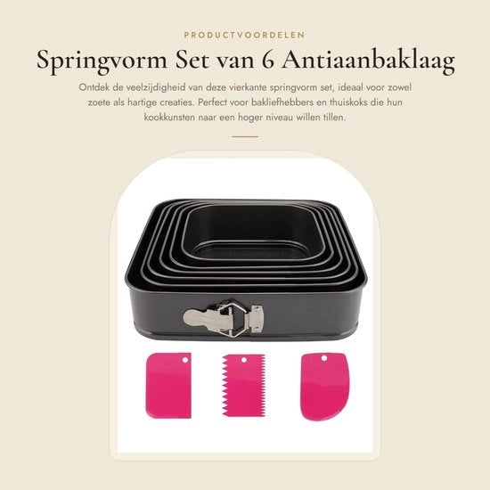 Set di forme a springa per torte in acciaio - 6 pezzi - 18/20/22/24/26/28 cm - Antiscivolo - Incluso set di spatole