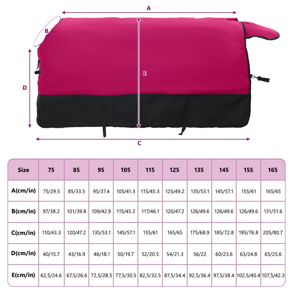 Coperta per Cavalli Rosa e Nero 165 cm Poliestere 42013086