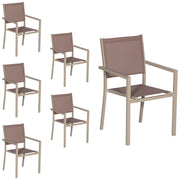 Set di 6 sedie in alluminio tortora - textilene tortora