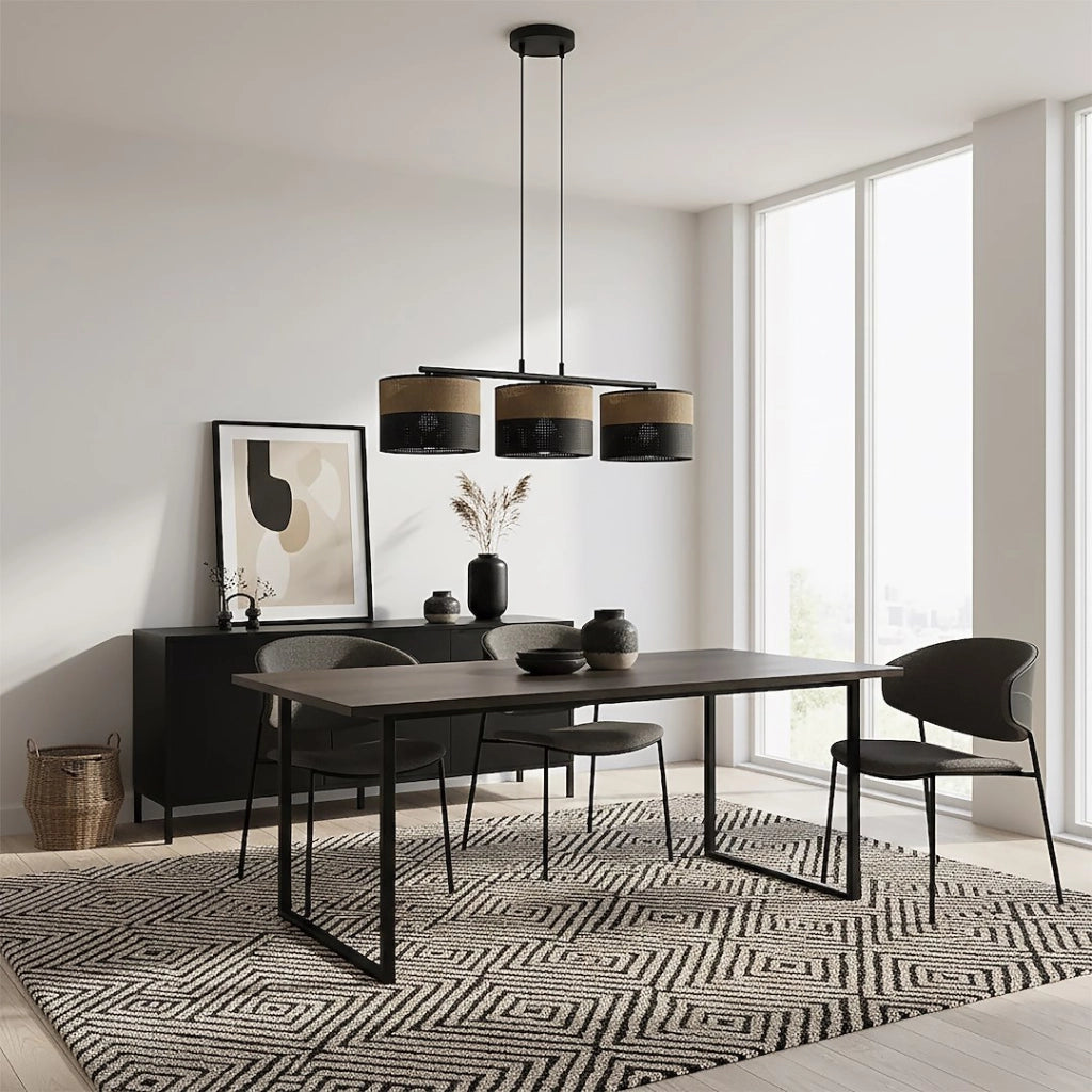 Lampada sospesa KARBON 3xE27 nera marrone Emibig