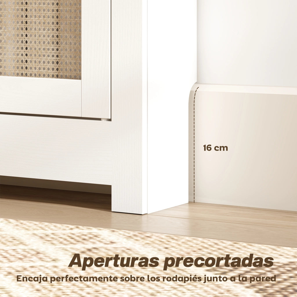 Copritermosifone con Anta e Rattan Design Boho ¨C Xylo ¨C Bianco