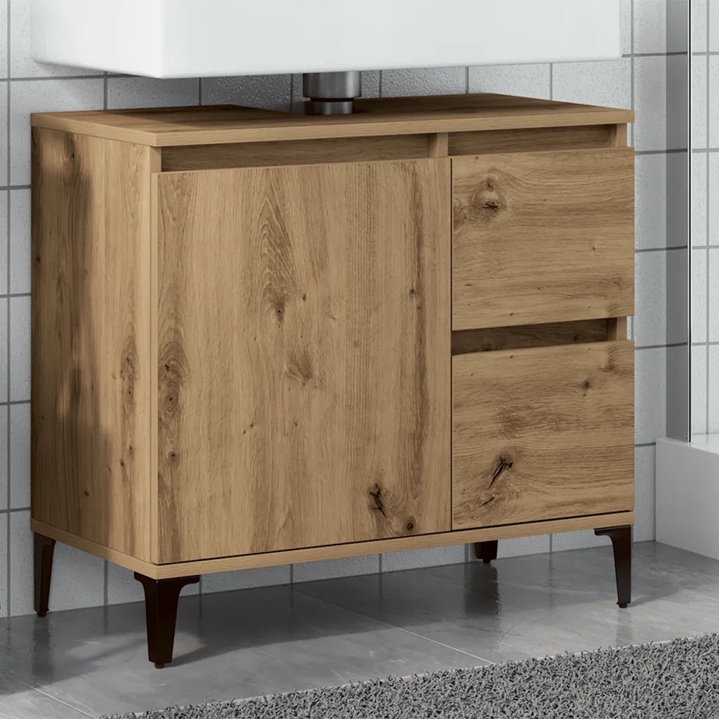Mobile Sottolavabo Rovere Artigianale 65x33x60 cm in Truciolato 857124