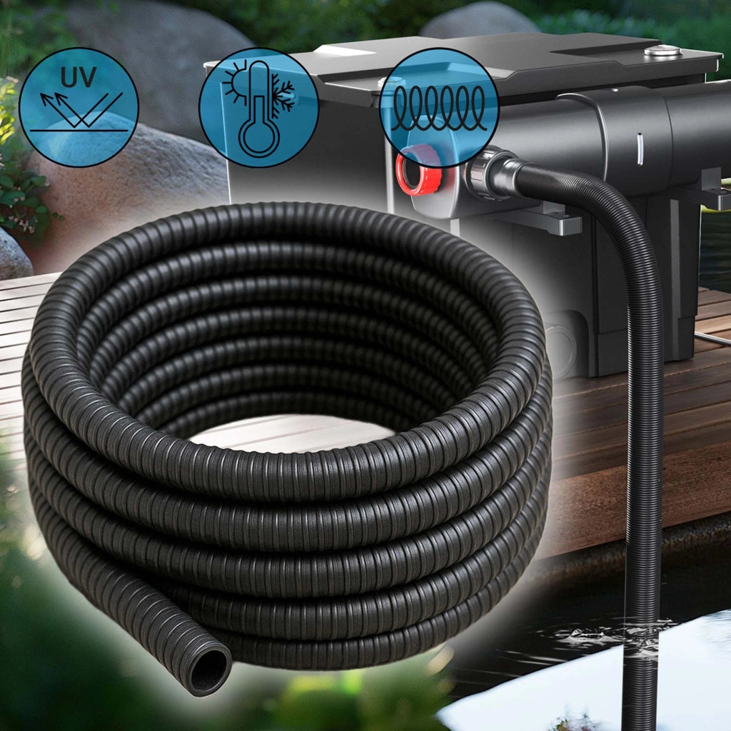 Tubo spiralato per pompe nero 50 m Ø 19mm (3/4″) con spirale rinforzata in PVC anti-attorcigliamento