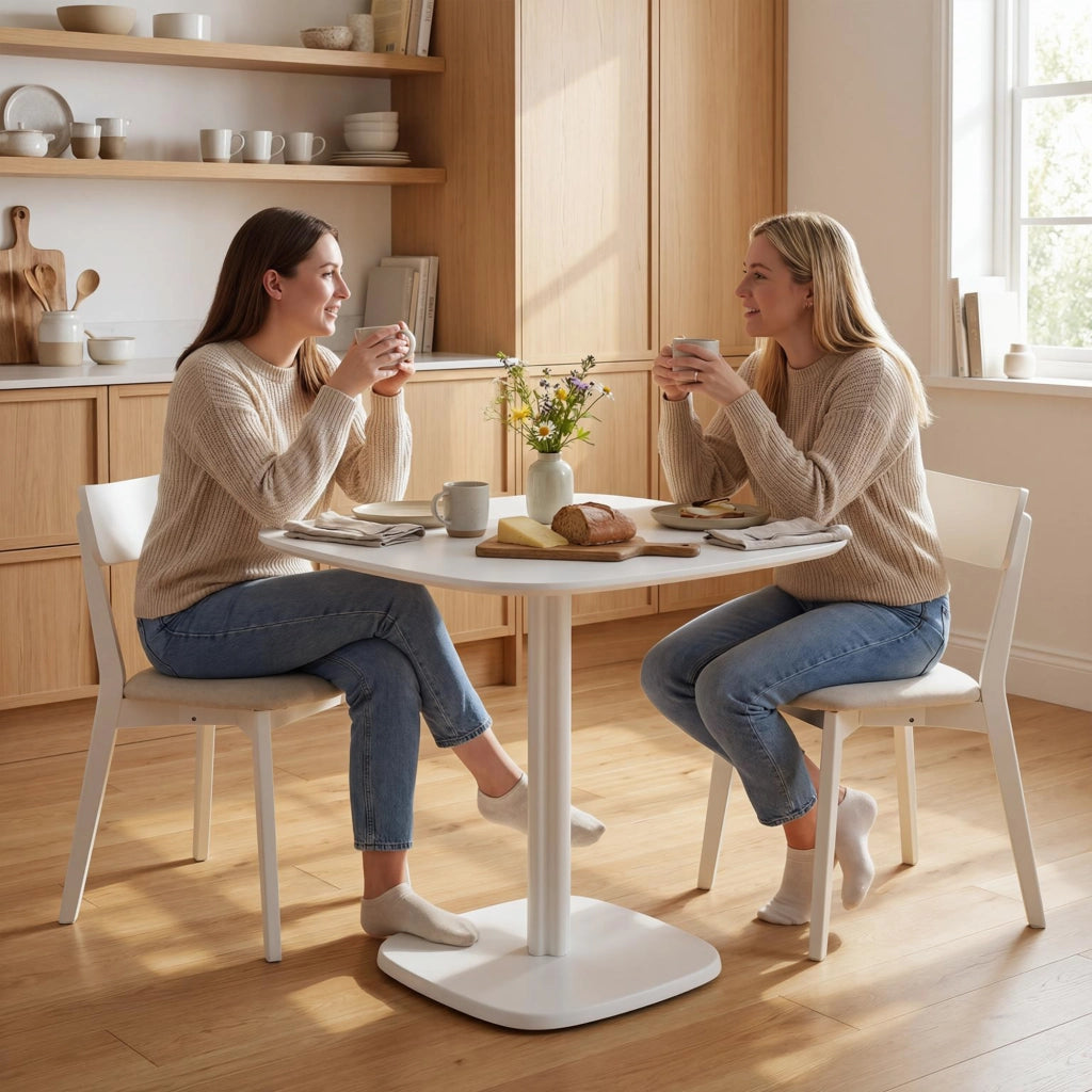 Tavolo da pranzo allungabile quadrato moderno ¨C zephmum ¨C effetto legno bianco 70x70 cm