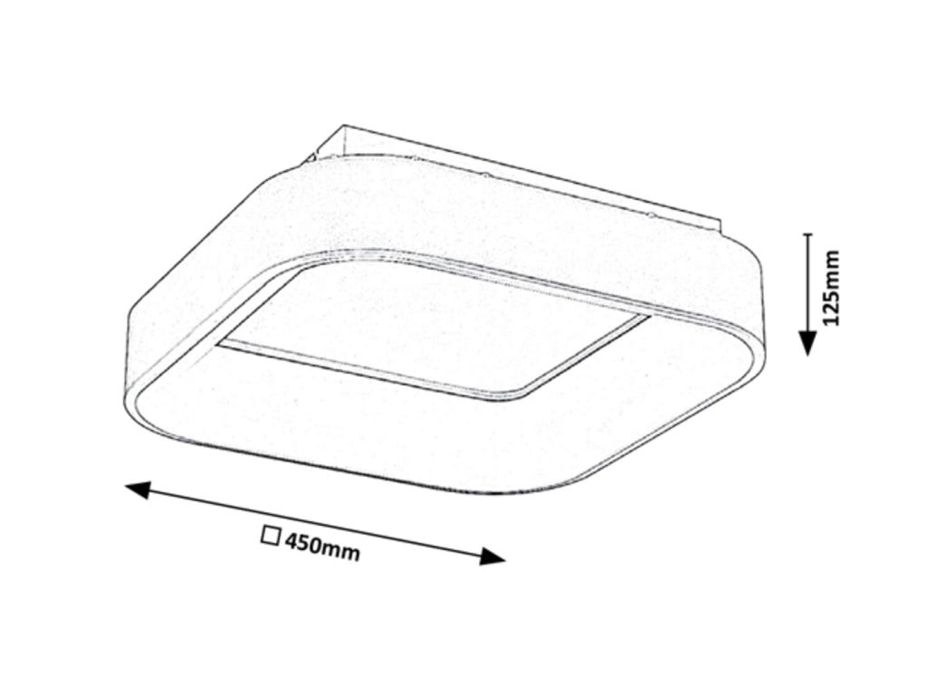 Plafoniera LED quadrata con telecomando 45cm 28W grigia