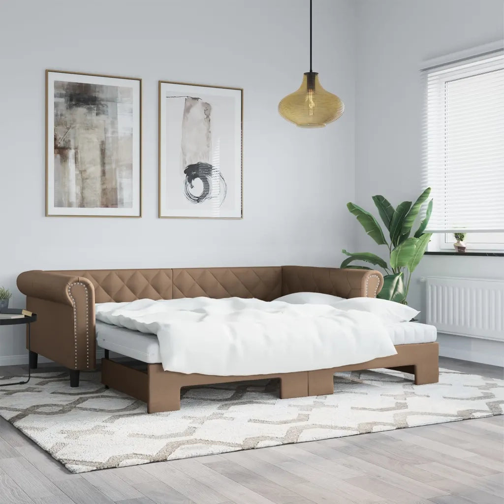 Divano Letto Estraibile Cappuccino 90x200 cm in Similpelle 3197726